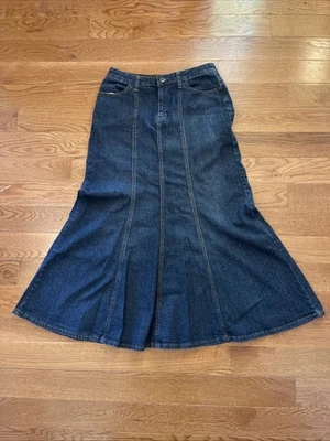 Falda Larga Denim Y2K Ajuste Acampanada Sirena Baile Occidental Talla 4 Modestos Bolsillos Foto 1 de 4
