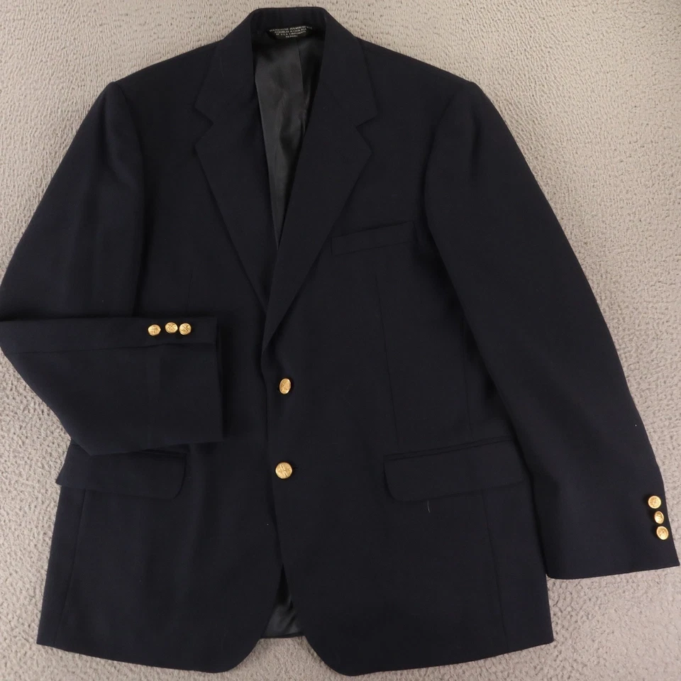 Blazer De Colección Chaqueta L Azul Lana Poliéster Botones con Cresta Transpirable 44L Foto 1 de 4