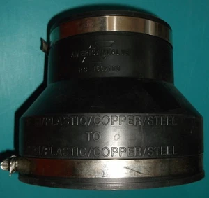 ACOPLAMIENTO FLEXIBLE VÁLVULA AMERICAN 6 PULGADAS X 4 PULGADAS ABRAZADERAS DE METAL NEGRO PLOMADO NUEVO - Imagen 1 de 10