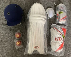 ND Cricket Club Batting Pads Gloves Thigh Pad Helmet Balls Abdo Guard (Youths) - Picture 1 of 2