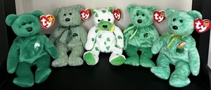 5 Ty ST. Patrick's Day Beanie Babies ERIN-SHAMROCK-CLOVER-DUBLIN-KILLARNEY -NWMT - Picture 1 of 6