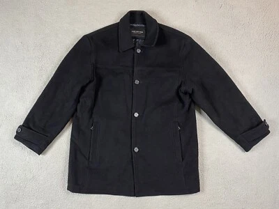 Andrew Marc Jacket Mens Large Black Wool Single Breasted Winter Button Pea Coat - Image 1 of 4