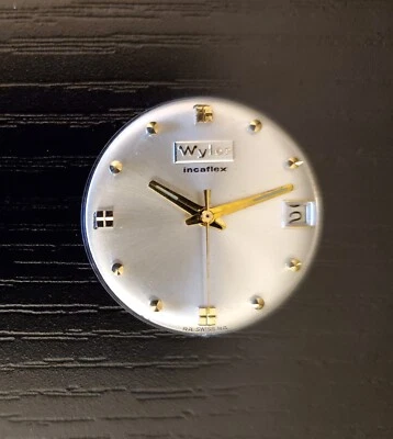 Vintage NOS Mens Wyler Incaflex Silver Bullet Marker Dial w/ Hands, Date Wheel - Image 1 of 4