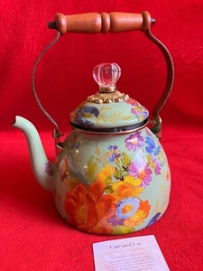 MacKenzie Childs 2 Quart grün Blumenmarkt TEEKANNE WASSERKOCHER ** schön MG - Bild 1 von 4