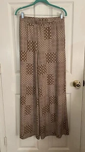 Maverick The Collection Womens Wide Leg Flowy Pants Brown White Sz Medium - Picture 1 of 10