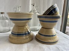 Antique yellow ware blue band miniature stacking bowls