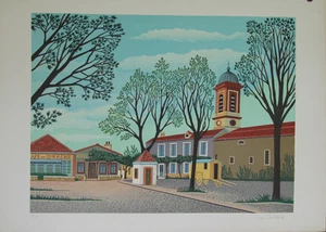 Luc Vieillard - Print Original - Lithography - Gypsy Caravan Front The Coffee - Picture 1 of 1