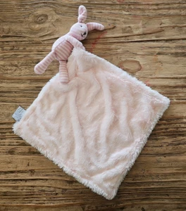 Jiggle and Giggle Pink Stripe Bunny Baby Lovey Knit Comforter Security Blanket - Picture 1 of 4