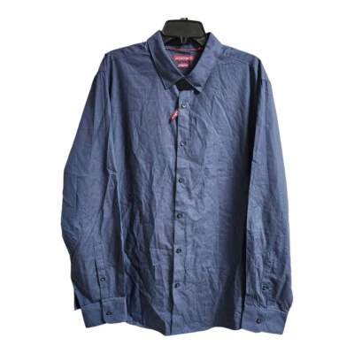 Camisa de vestir Axist para hombre azul marino manga larga cuello elástico abotonada talla XXL Foto 1 de 4