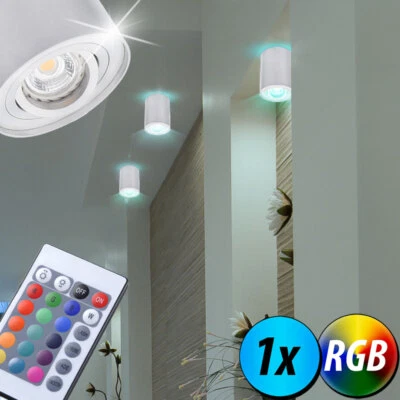 Design RGB LED Soffitto Luce Costruzione Alluminio Faretto Vano Lampada Argento - Immagine 1 di 4