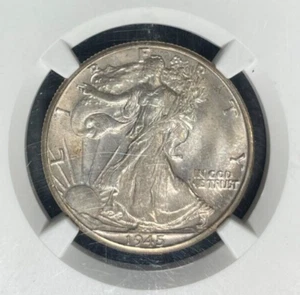 1945-D MEDIO DÓLAR DE PLATA WALKING LIBERTY ~ NGC COMO NUEVO 65 ~ HERMOSA MONEDA~REF#93-009 - Imagen 1 de 4