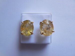 Yellow Cracked Topaz Stud Gemstone Fashion Stud Earring Jewelry Gold Plated