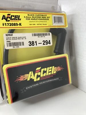 Accel - 172089K - Juego de cables de bujía de ajuste personalizado 8,8, 91-99 Softail Harley Nuevo de Lote Antiguo Foto 1 de 4
