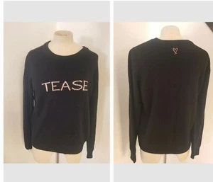 Victoria Secret Sweater Womens Medium Soft Cashmere Kiss Black Tease New@78 - Picture 1 of 12