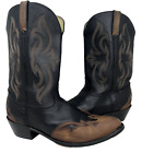 Men's Durango Western Leather Boots Black / Brown Cutout Design DB534 13 D