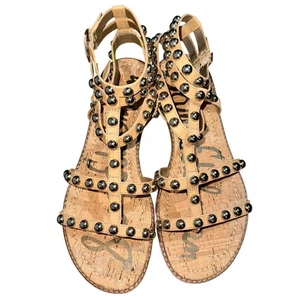 NIB Sam Edelman Eavan Studded Gladiator Sandal in Natural Sand Size 9W - Picture 1 of 15