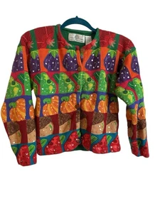 Vintage Design Options Phillip And Jane Gordon Fruit Veggie Cardigan Small - Picture 1 of 7