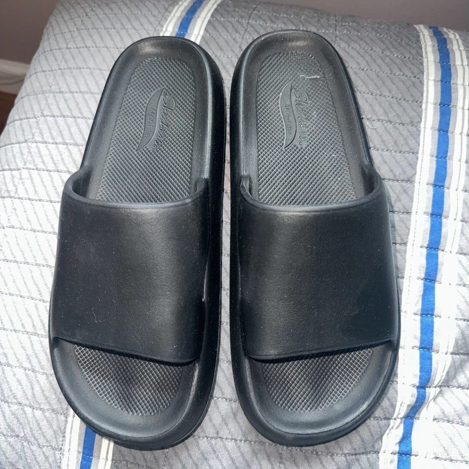 Sandalias planas negras sin cordones Skechers Arch Fit para mujer talla 8 Foto 1 de 3