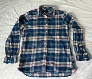 J Crew Women's Blue & White Plaid Heavy Flannel Size 4 - Picture 1 of 3