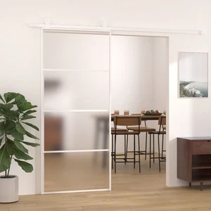 Schiebetür matt weiß 90x205 cm klar ESG Glas & Aluminiumrahmen - Bild 1 von 5