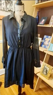 Vestido negro Freebird de cuero transparente/inmitación talla L Foto 1 de 4