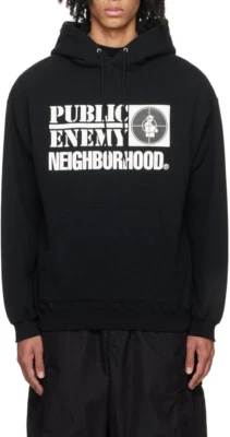 Sudadera con capucha negra con estampado de logotipo Neighborhood Public Enemy para hombre talla L nueva sin etiquetas Foto 1 de 4