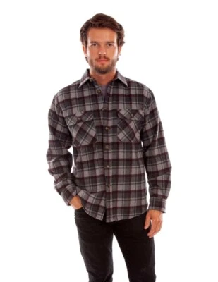 Camisa Scully Western Para Hombres L/S Peso Pesado Mezcla Lana Franela F0_5340 Foto 1 de 2