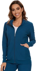 Scrub Jackets for Woman, Zip Front Nurse Jacket, 4-Way Stretch Fabric - Picture 1 of 12