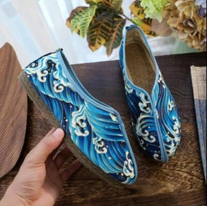 New Men's Chinese Style Cotton Cloth Shoes Casual Embroidery Slippers Shoes gift - Picture 1 of 13