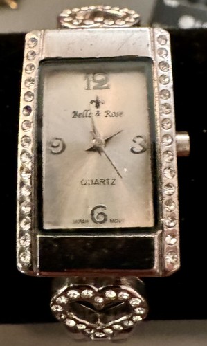 CHROME HEARTS Orologio Donna Bella & Rosa Quadrante Argento Quadrante Cristallo Accento Cuore Maglia Bracciale