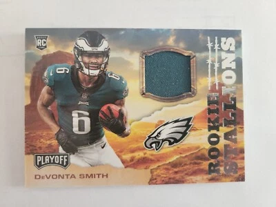 2021 Panini Playoff Devonta Smith Rookie Stallions Patch Jersey RS-DSM Eagles - Image 1 of 2