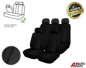 Car Split Rear Seat Covers Full Set Black Premium Fabric For BMW 1 3 5 7 Series - Picture 1 of 7