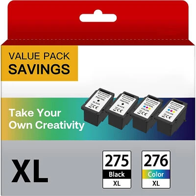 4-Pack PG-275XL CL-276XL Ink for Canon 275 XL Pixma TS3522 TS3520 TR4722 Printer - Image 1 of 4