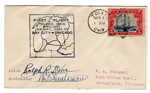 C11  CAM 27W23 Flight Toledo OH  Pilot Signed 1929 ex Steiger Cover