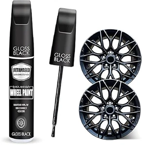 Gloss Black Rim Touch Up Paint Wheel Repair Kit Curb Rash Quick And Easy Repair - Picture 1 of 6