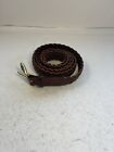 Men's Size 44 LL Bean Brown Braided Full Grain Leather Belt with Brass Buckle