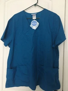 Simply Basic Women's Scrub Top 1pc Nurse Medical Size 2X Caribbean Blue - Picture 1 of 10