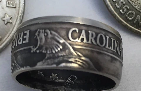 CAROLINA PANTHERS HANDMADE COIN RING Cover