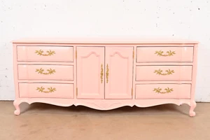 White Furniture French Provincial Louis XV Pink Lacquered Triple Dresser - Picture 1 of 11