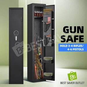 Steel Gun Safe Box Case 4 Rifles Cabinet 6 Pistols Holder with Digital Keypad - Picture 1 of 12