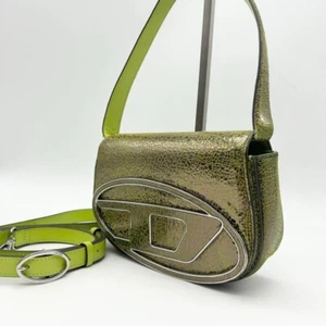 Diesel Women's 2way Shoulder Bag Handbag Leather Green Used Auth Excellent JAPAN - Picture 1 of 17