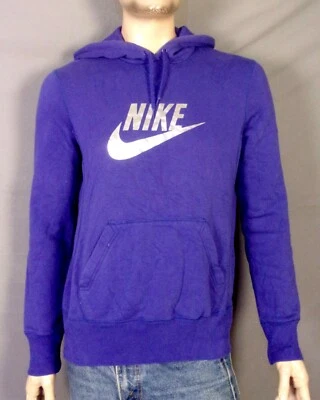 euc Nike Women's Purple Silver Swoosh Logo Hoodie Sweatshirt Spell Out L 12-14 - Image 1 of 4