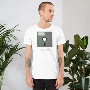 Respect Your Elders Floppy Disc Shirt! Programmer Humor! Vintage Computer art! - Picture 1 of 4