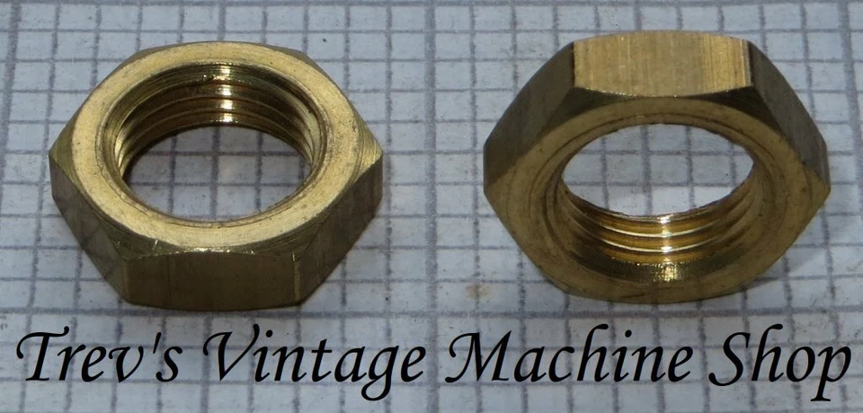 3/8 BSCy CEI cycle thread - small half lock nuts - bar turned brass - Qty 2-10 - Image 1 of 1