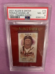 2021 Topps A & G Ronald Acuna Jr #72 FRAMED MINI-CLOTH 03/10 PSA 8 NM-MT #7237 - Picture 1 of 3