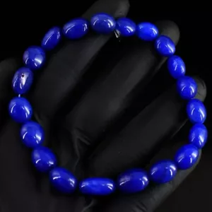 122.00 Cts Blue Sapphire Round Shape Stretchable Beaded Bracelet VK 28 E666 - Picture 1 of 3