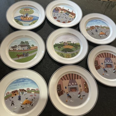 Villeroy & Boch Juego de 8 Platos de Cena Diseño Naif Diferentes Patrones 10-1/2" Foto 1 de 4