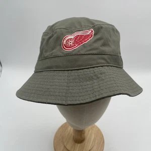 Rare Detroit Red Wings Olive Green Bucket Hat NHL Hockey L/XL Size Cap - Picture 1 of 5