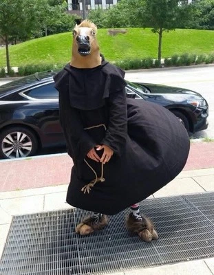 Latex Horse Head Mask w/ 2 Pair Horse Hooves Gloves Party Halloween Costume Fur - Image 1 of 4