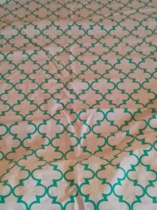 Garnet Hill Twin Fitted Sheet White Turquoise Teal Geometric Mosaic Tile Print - Picture 1 of 12